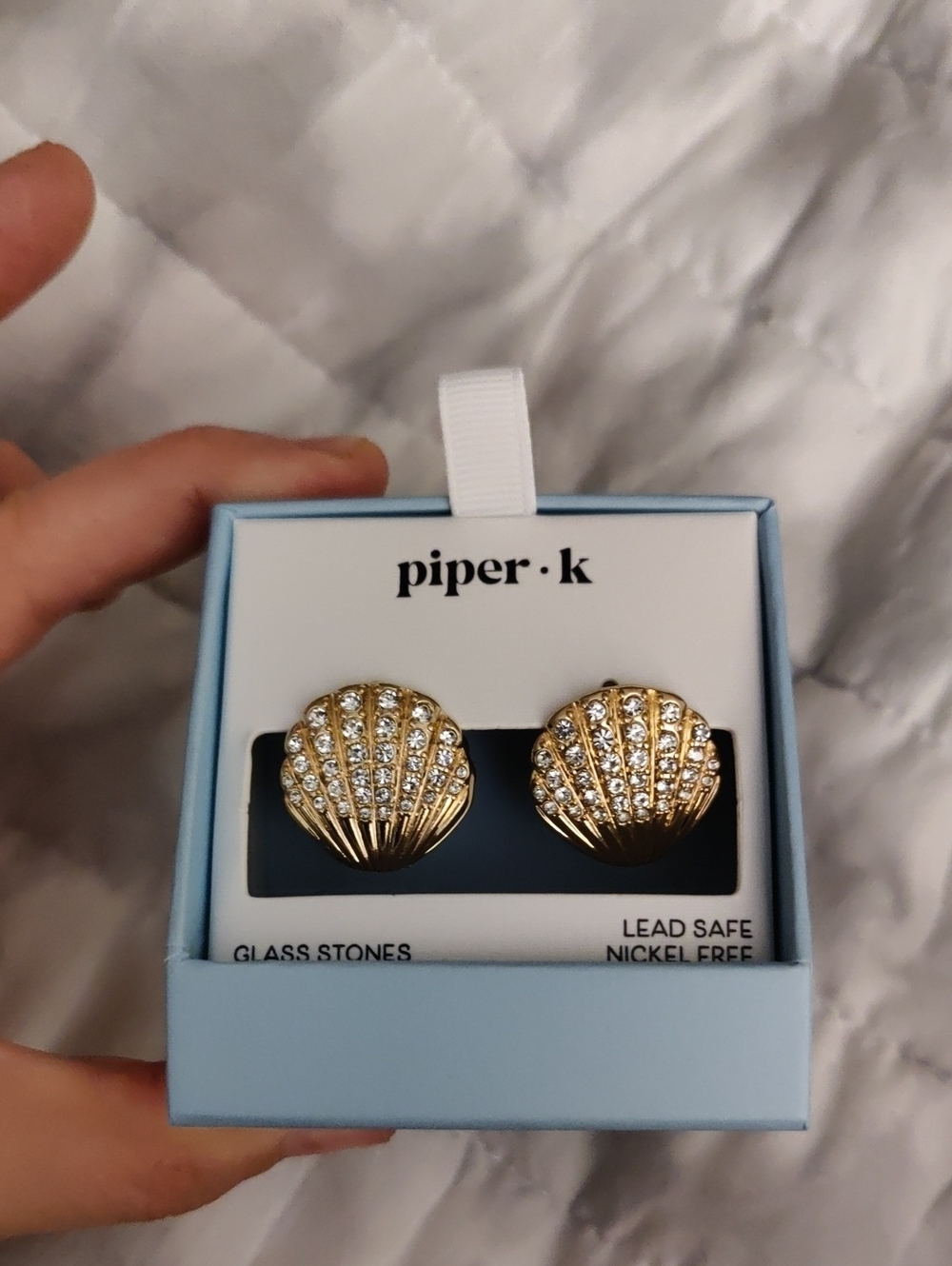 New!Piper Gold-tone Shell Crystal Accents Y2K Cottagecore Coastal Beach Summer